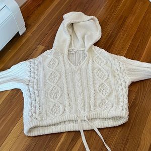 Aeropostale Hooded Cable-Knit Cropped Sweater